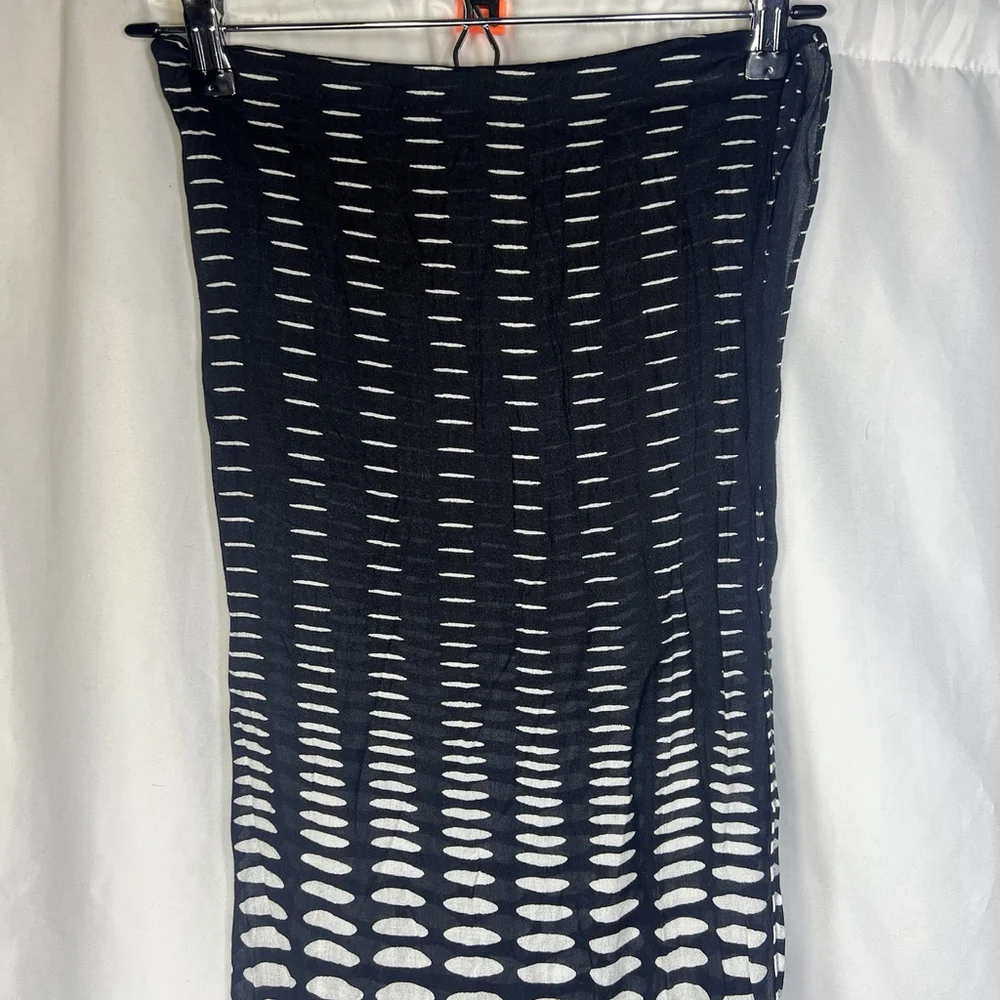 Talbots Women’s Black & White Scarf Wrap Polka Dots Classic Boho Lightweight